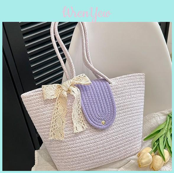 Chic Straw Shoulder Bag Medium-sized Bucket Tote For Casual Daily Outfits