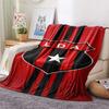 LDA Club Red Black Stripe Star Crest Print Flannel Blanket Soft Warm Throw Blanket For Sofa Bed Couch Costa Rica Soccer Fan Home Decor Gift