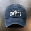 A Washed Cowboy Hat Featuring a Howdy Wild West Bull Skull Print A Sunprotection Baseball Cap for Daily Outings a Musthave
