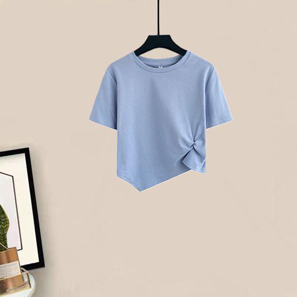 Корейский комплект: футболка Color Block и широкие брюки