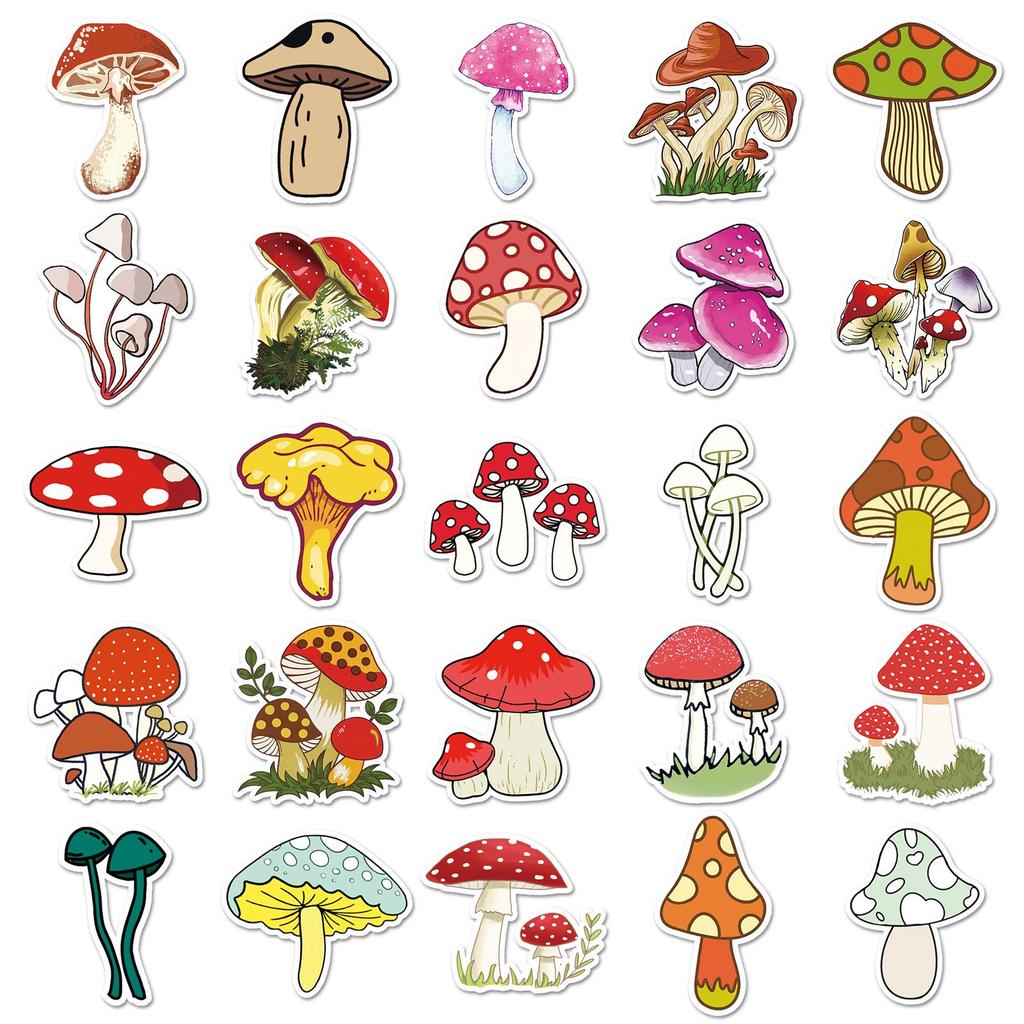 50 шт. Мультяшные грибы DIY Наклейки для граффити для чемоданов, ноутбуков и самокатов
