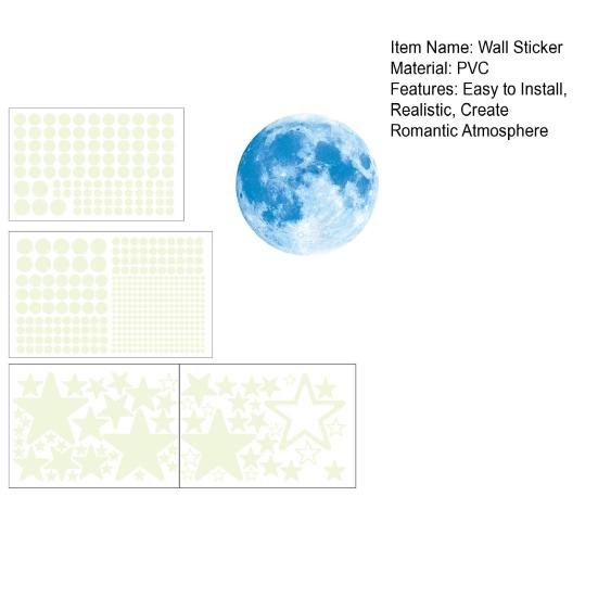 Светящиеся в темноте наклейки на стену со звездами и луной, простые в установке, реалистичные светящиеся наклейки на стену, создающие романтическую атмосферу