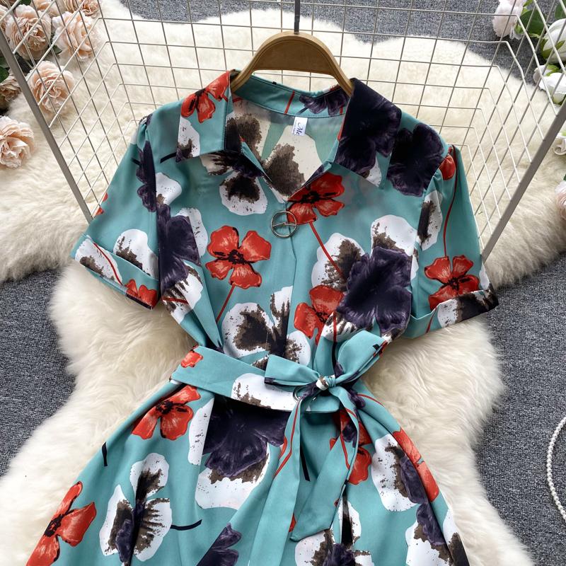 RUGOD Платье в праздничном стиле на шнуровке с принтом на талии. Летнее женское шикарное французское платье средней длины с короткими рукавами.