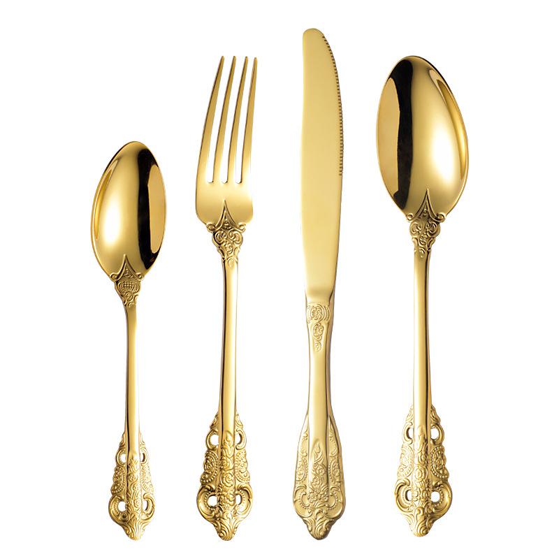 Набор столовых приборов из нержавеющей стали, нож, вилка, ложка, набор из 4 предметов, западная кухня, столовые приборы, кухонные принадлежности, кофейная ложка, вилка для фруктов