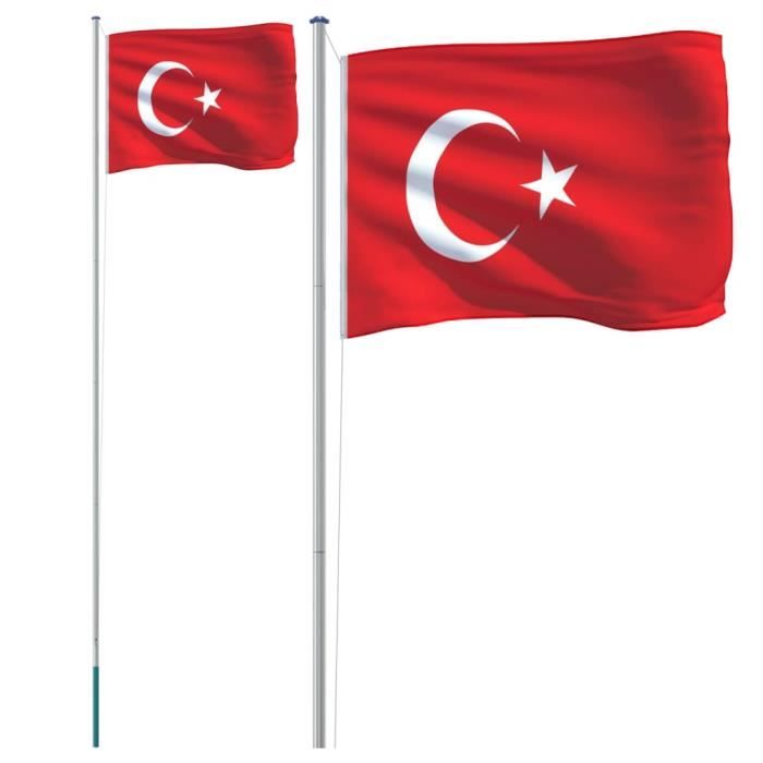 VidaXL Flag of Turkey and Pole 6.23 M Aluminium 3147115