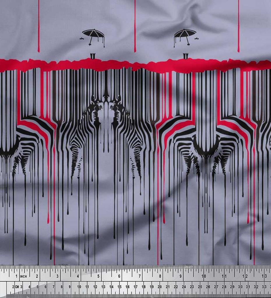 Soimoi Японский креп-сатин, ткань с принтом в виде зонтика и кожи зебры, 42 дюйма по метрам