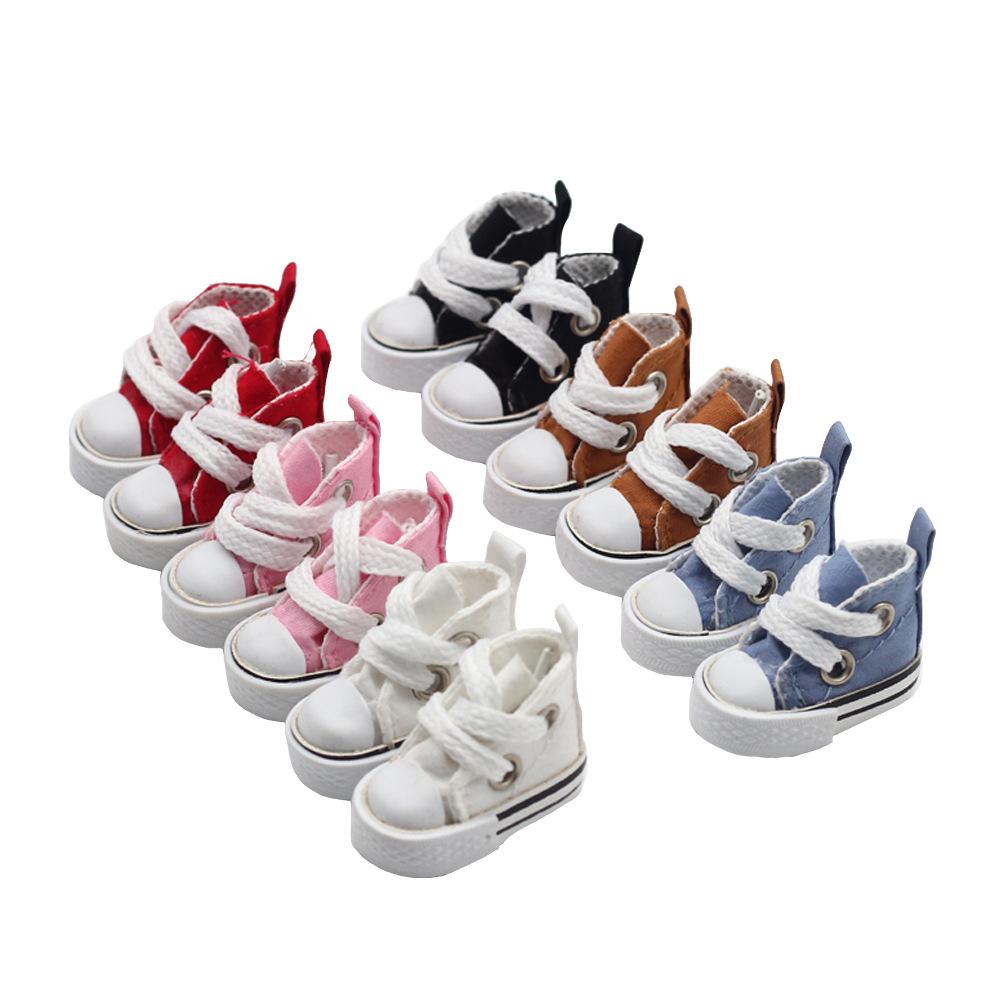 1 Pair Mini Doll Fashion Mini Canvas Shoes 3.5cm Mini Canvas Dolls Shoes  Plush Doll Shoes