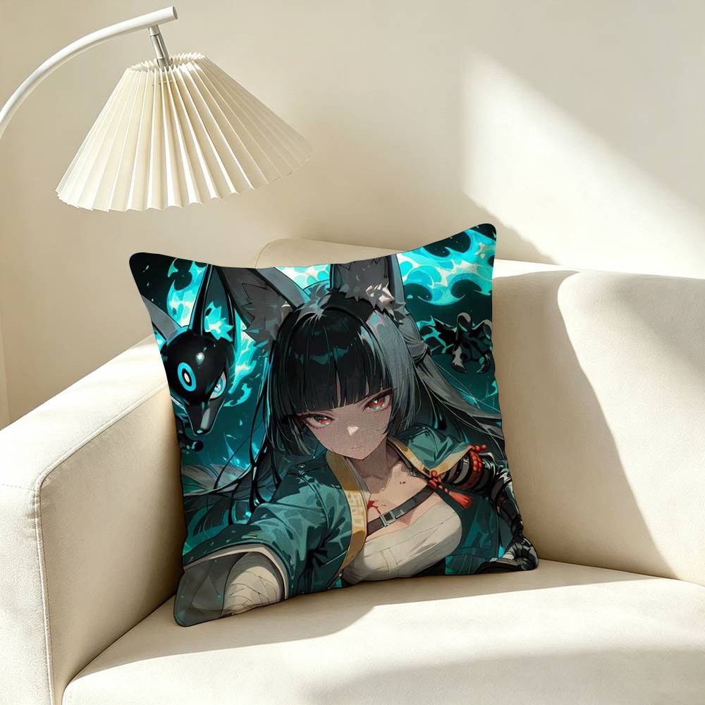 H-Hoshimi Miyabi Zenless Zone Zero Pillow Case Square Double-Sided Sofa Cushion Cover Bedroom Bedside Pillow
