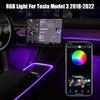Atmosphere Lamp For Tesla Model 3 2018-2022 64 Colors Car Foot Dashboard Console Ambient Light USB Cigarette Lighter Adapter