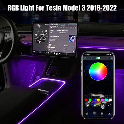 Лампа атмосферного освещения для Tesla Model 3 2018-2022 64 цвета, консоль приборной панели автомобиля, окружающее освещение, USB-адаптер прикуривателя