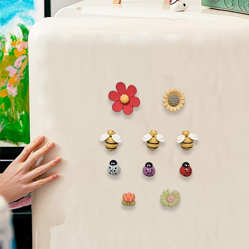 10 PCS/Set Kitchen Magnet Set for Home Decor Nature-Inspired Fridge Magnet Collection Floral Bee Fridge Magnets Set Refrigerators