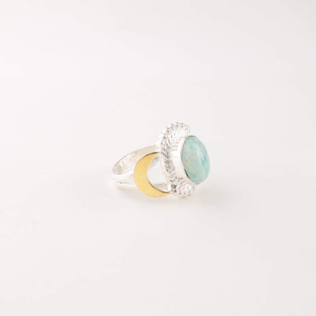 Настоящий Амазонит Драгоценный Камень 925 Стерлинговое Серебро Ювелирные Изделия Ручной Работы Кольцо на День Рождения RR-61-42