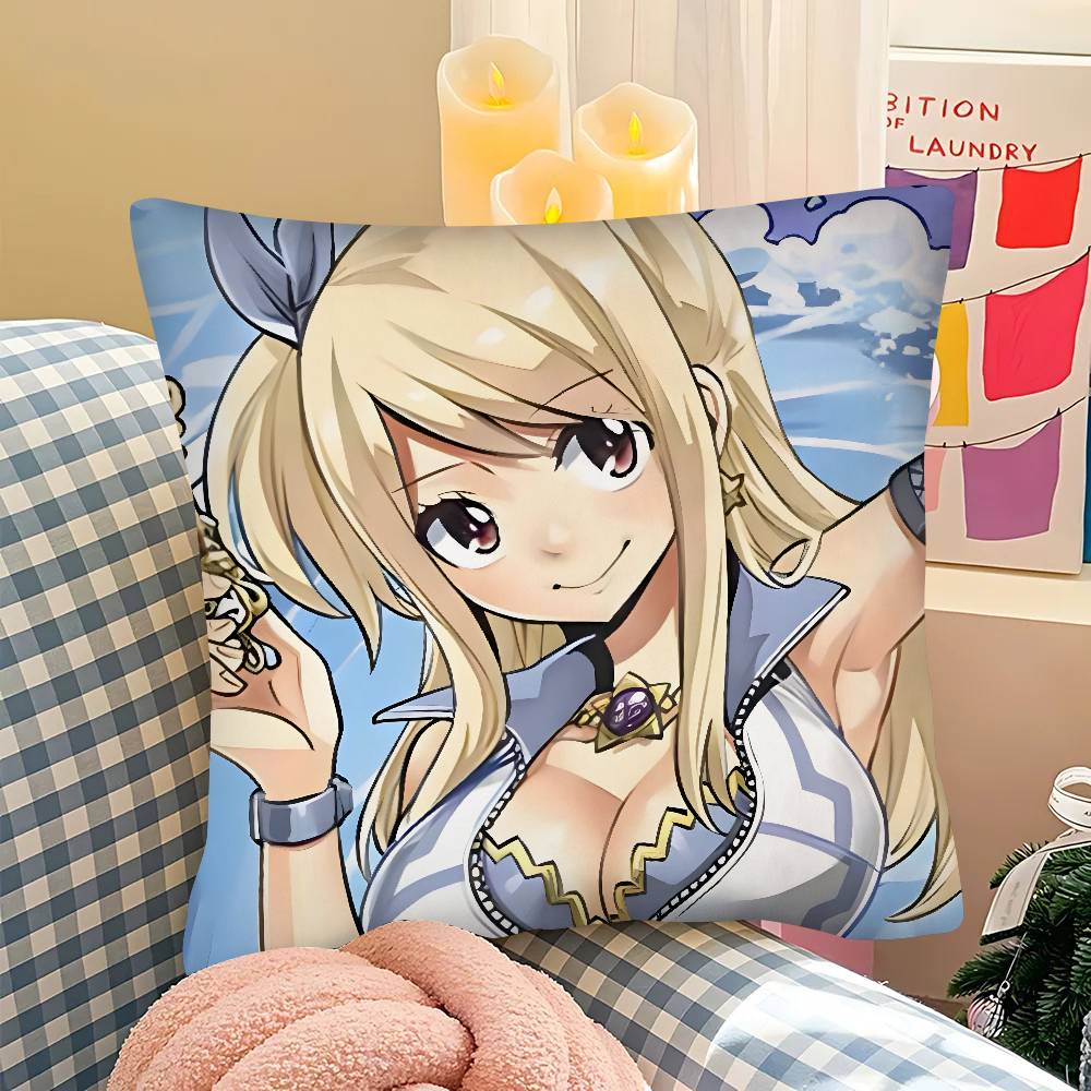 pc Cartoon Lucy Heartfilia Pillow Case Fashion Square Pillowcase Bedroom Sofa Room Ins Decoration Leisure