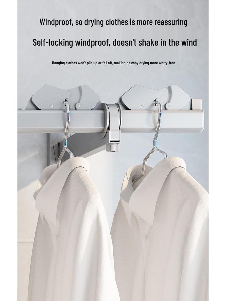 Folding Telescopic Wall-Mounted Clothes Drying Rack for Balcony or Bay Window