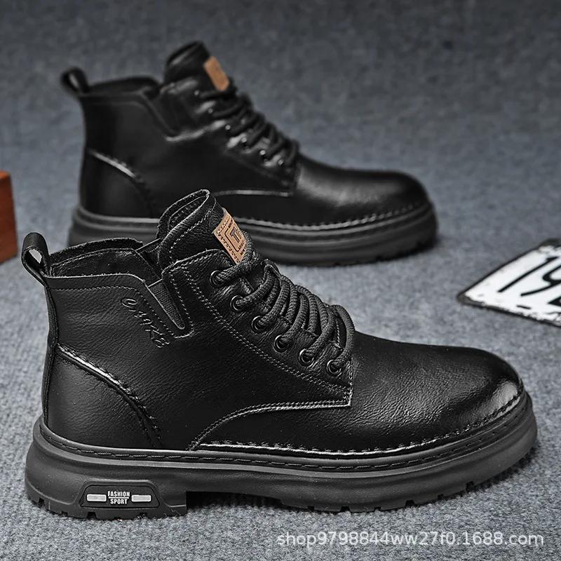 Роскошные мужские ботильоны, ретро-британские высокие мужские ботинки, модная высококачественная кожаная обувь 2024 года, новые мужские мотоциклетные ботинки для активного отдыха