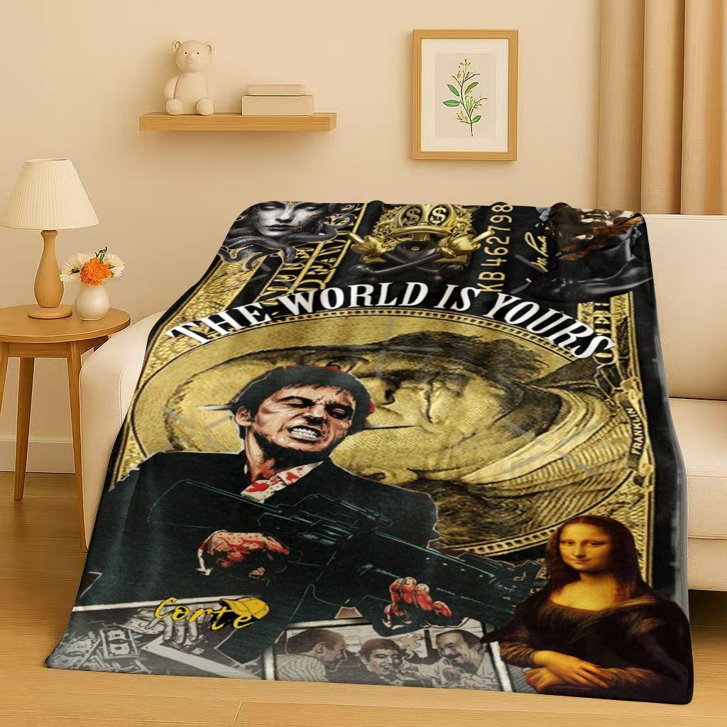 Classic Scarface Tony Gang Movie Flannel Blanket,Ultra Soft Plush Throw for Home Bedroom Bed Sofa Cover Office Picnic Kids Gift