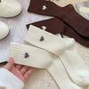Women's Heart Pattern Mid Calf Crew Socks Ribbed Knit Boot Socks Fall Casual Soft Cozy Socks for Women Girls