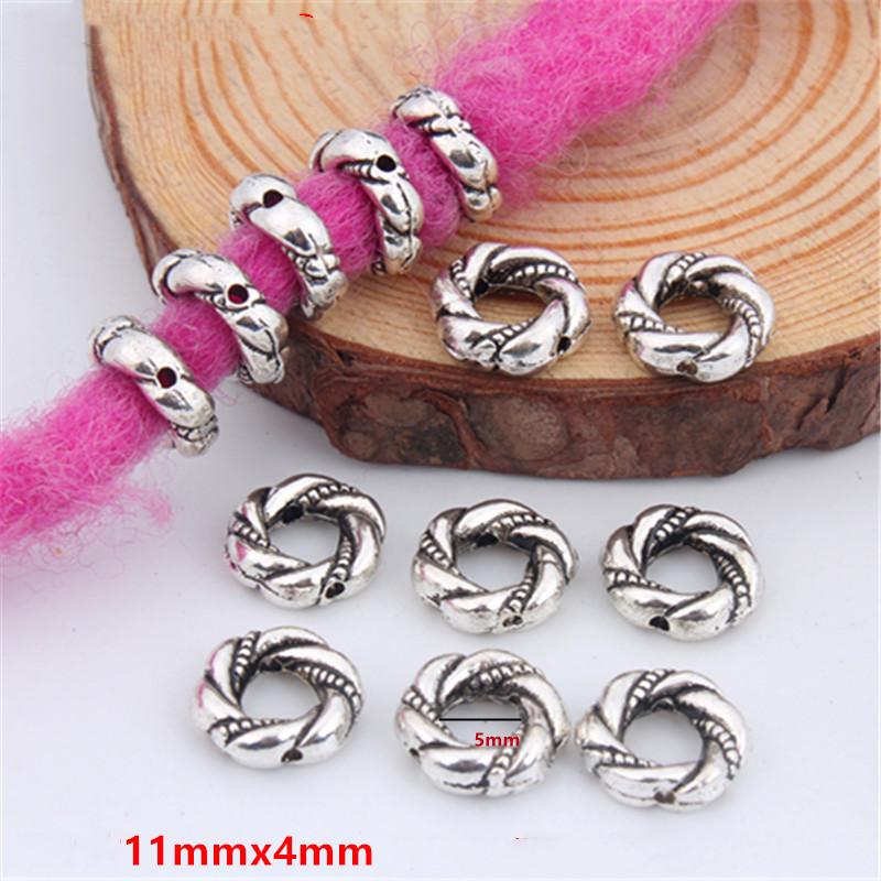 5pcs/bag Silver Metal Hair Rings Braid Dreadlocks Bead Hair Cuffs Dread Tube Charm Dreadlock for DIY Hair Accessaries
