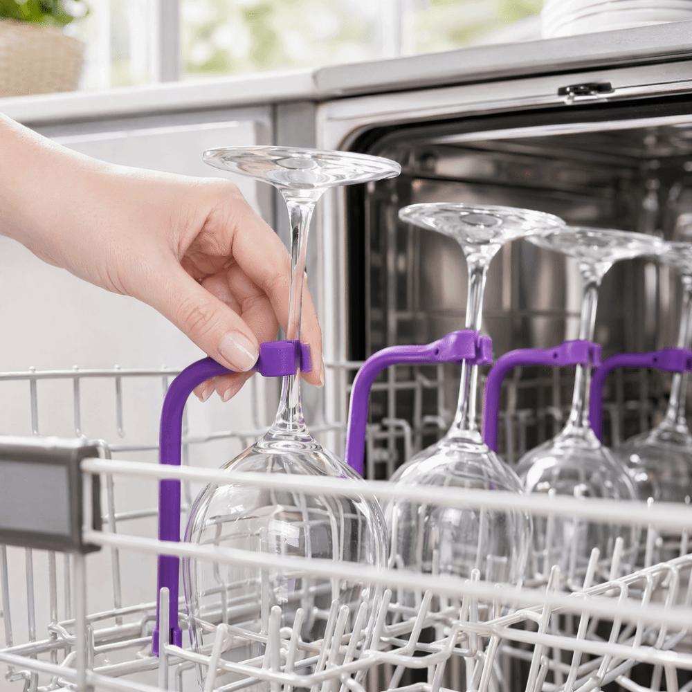 4PCS Heat Resistant Wine Glass Holder Silicone Wine Glass Hanger Stemware Holder Dishwasher Rack
