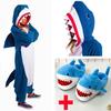 Shark Pajamas Sleepwear + Slippers Cartoon Cosplay Adult Unisex Onesies For Hallowee