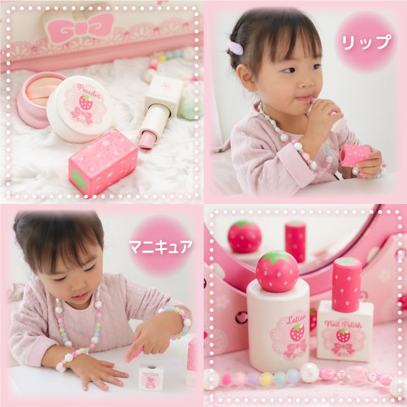Туалетный столик Mother Garden Toy Wild Strawberry "Cutie Strawberry Dresser" 10 аксессуаров Деревянный туалетный столик Набор для ролевых игр Ролевые игры Дети Дети 4