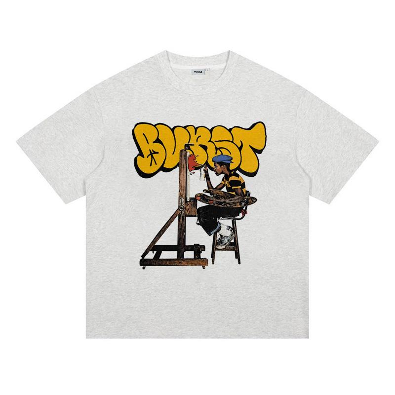 Mens TShirt 100 Cotton Summer Graphic Oversized High Quality Short Sleeve Tops Tees Korean Fashion Y2k Streetwear Clothing