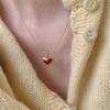 2023 Red Heart Titanium Steel Necklace for Women - Small Clavicle Chain with Peach Heart Pendant