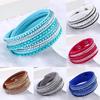 6 Layer Slake Velvet Bling Leather Wrap Rhinestone Rivet for Women Braclet Bangle