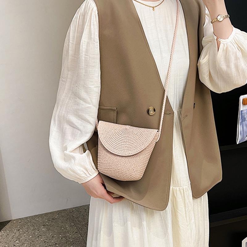 Yogodlns Новая маленькая свежая сумочка, французская соломенная тканая сумка, сумка на плечо, сумка серии Sen, пасторальная сумка через плечо, летняя сумка