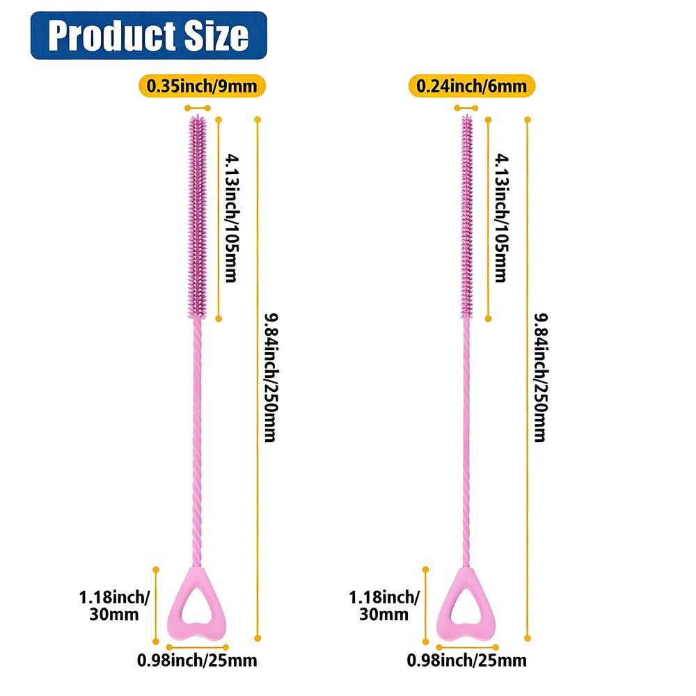 Soft Hair Reusable Silicone Straw Cleaning Brush Long Kitchen Gadgets Drinking Straw Cleaner Brush Household Cleaning Tool for