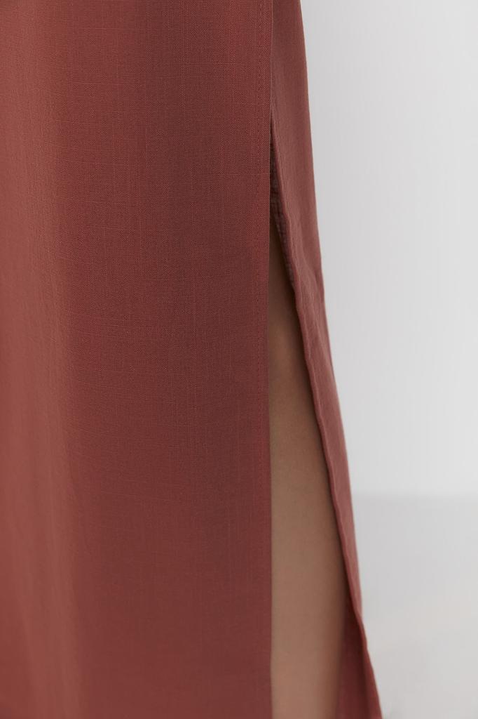 Женские брюки из 100% хлопка коричневой ткани