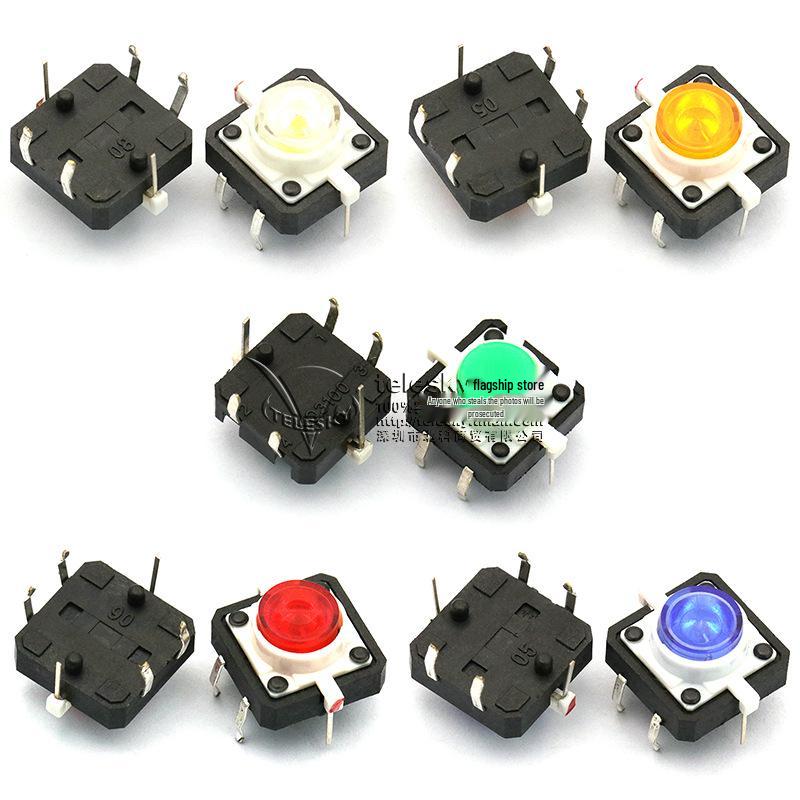 12x12 Multi-Color High Brightness LED with 4-Pin Reset Button Micro Switch Actuator
