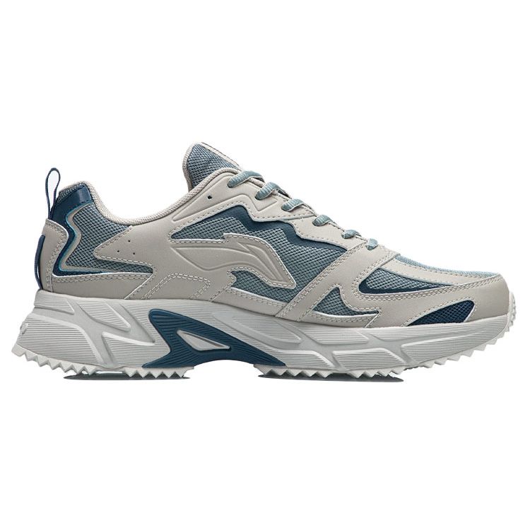 Li-Ning Поддерживающие устойчивые нескользящие износостойкие дышащие кроссовки с низким верхом Rebound мужские кроссовки серо-зеленые ARLQ001-5