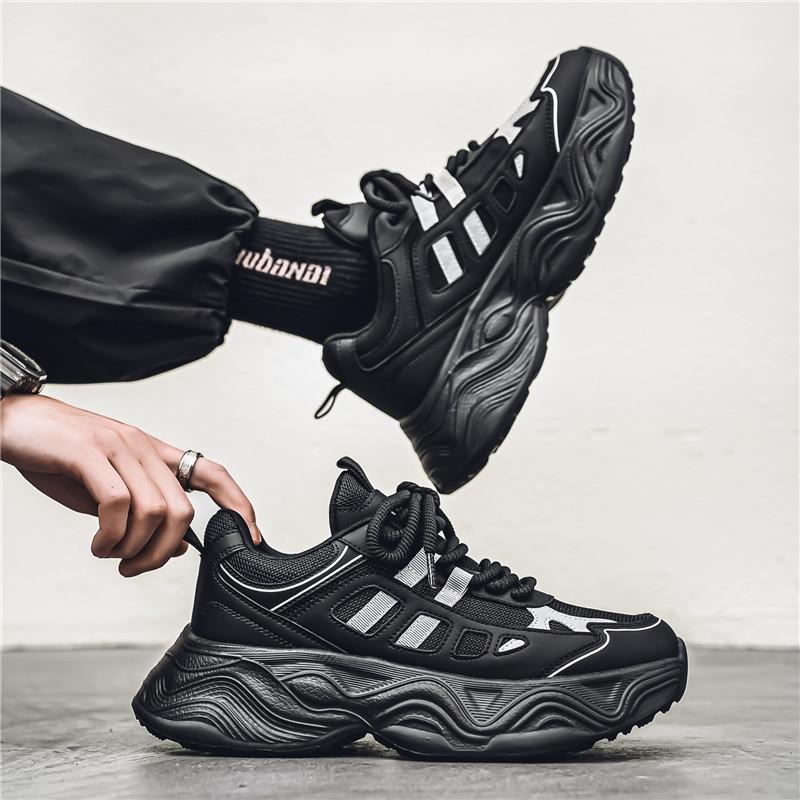 Интернет знаменитости популярная мужская обувь зимняя молодежная сетчатая кроссовки для бега мальчиков модный бренд Дарт Вейдер платформа папы обувь