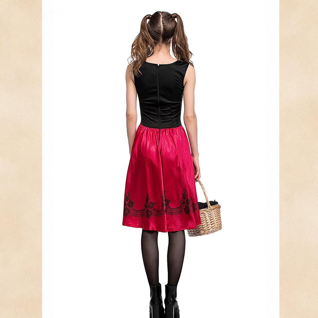 Women's Vintage Dress Color Patchwork Cosplay Sleeveless Dresses