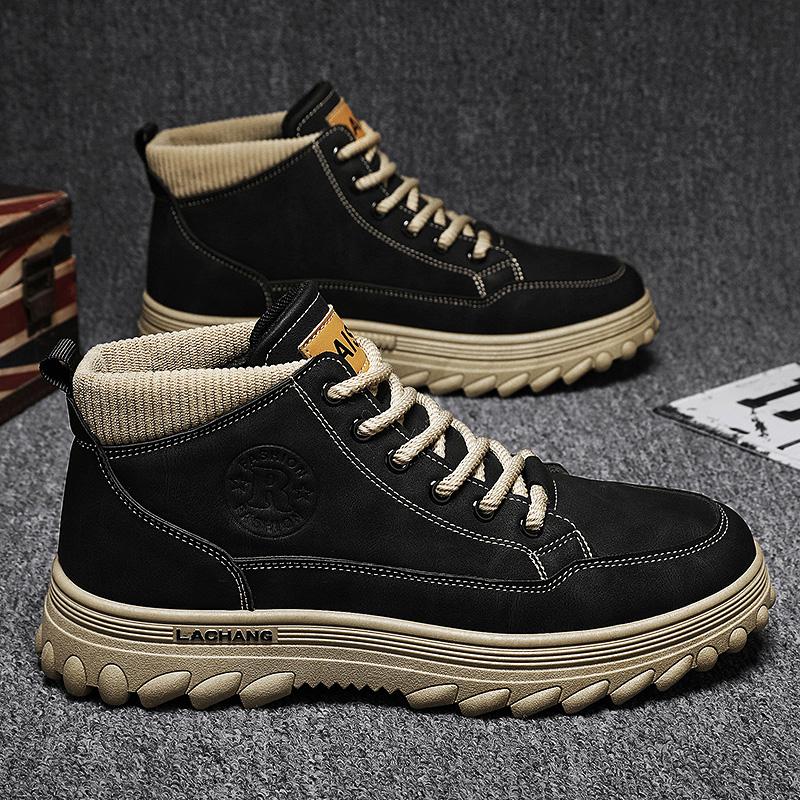 New Fashion Autumn And Winter Men's High Top Martin Boots Students Male Boys Trending Soft Sole Work Shoes Labor Protection Martin Sneakers