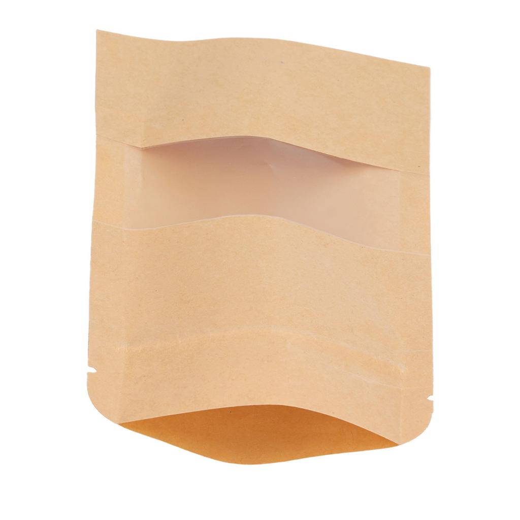 200 шт. Пакет дой-пак из крафт-бумаги с зип-застежкой и окошком, многоразовый, 9x14 см, для еды, кофе