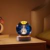 Exquisite 3D Engraved Crystal Ball Night Light with Wooden Base USB Charging Ideal for Bedroom Decor