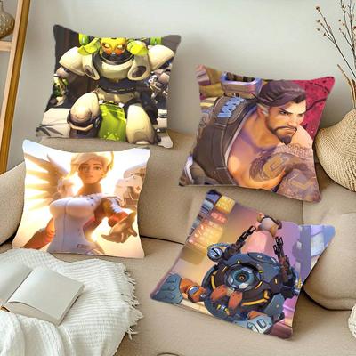 O-Подушка с принтом игры Overwatch Квадратная подушка Спальня Диван Досуг Удобная подушка Автомобиль Гостиная Домашний декор