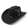 Woolen Black And White 9.5Cm Along Hemming Top Hat Feathers Western Cowboy Hat Riding Hat Men'S And Women'S Leisure