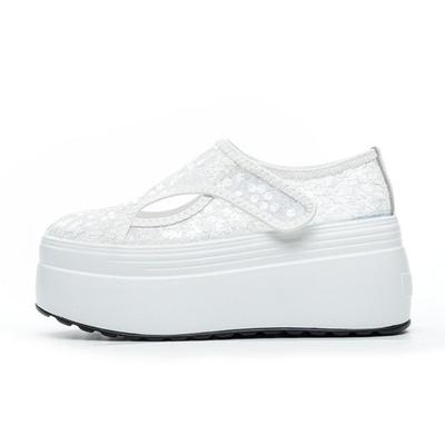 Мода 8 см Воздушная сетка Синтетическая кожа Высокий бренд Повседневные Плоские Женские Туфли Дамские Вулканизированные Летние Кроссовки на Платформе и Танкетке Дышащие