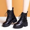 Fashion Winter Women Ankle Boots Autumn New Woman Fashion British Style Warm Plush Chunky Heel Booties Female Thick Sole Motorcycle Boot
