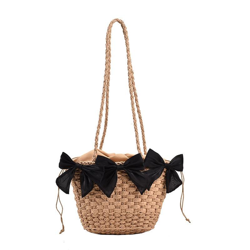 Seaside Resort Straw Bag Women's Summer Beach Bag Bow Braided Large Capacity Crossbody Bag