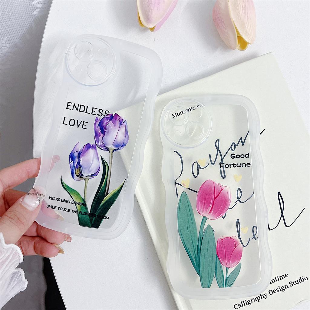 Good Fortune and Endless Love Tulip Pattern Soft TPU Shell Fashion Phone Case for iPhone Samsung Vivo Xiaomi Oppo