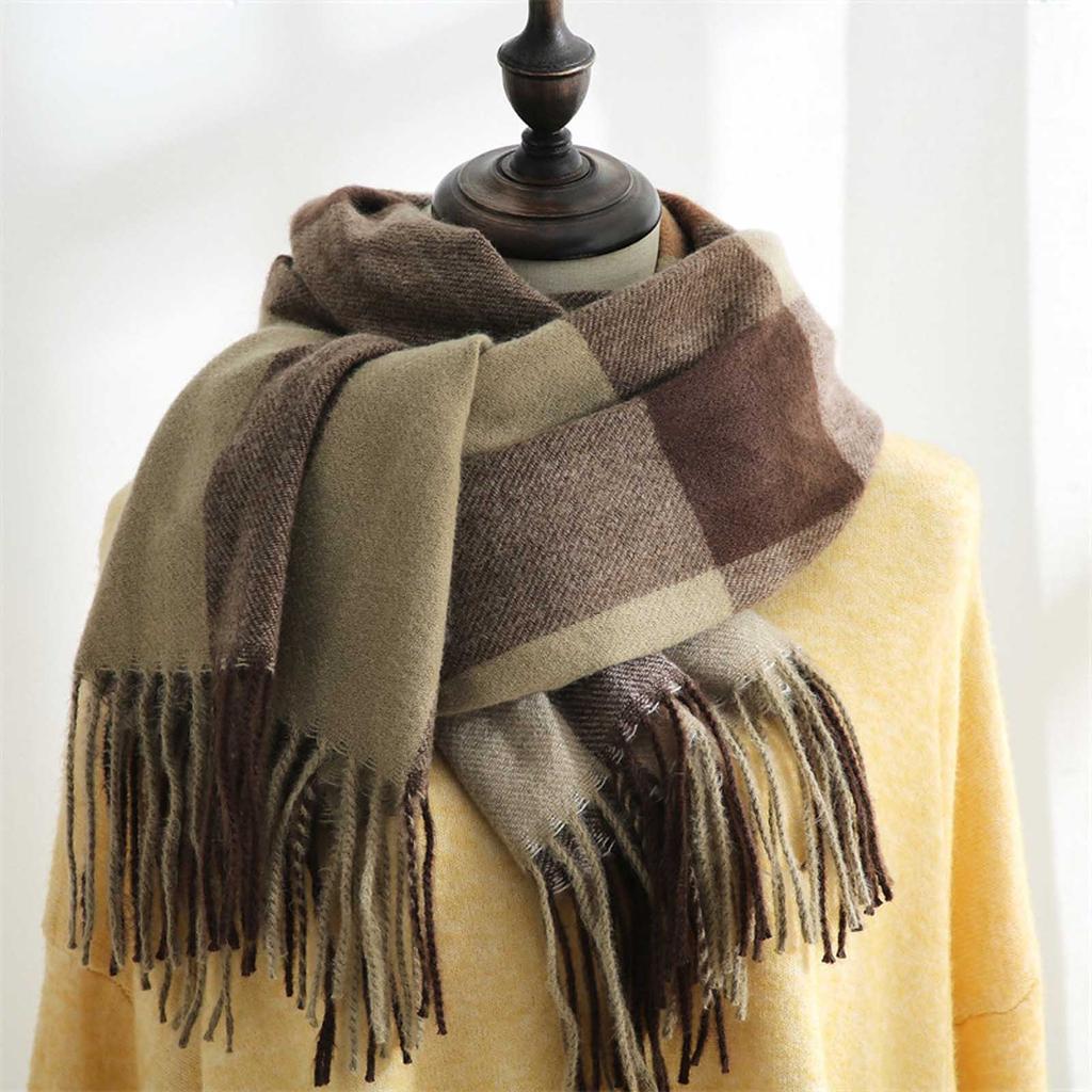 Women's Plaid Scarf Warm Thickening Trend Scarf Shawl Cape