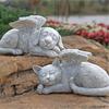 Personalized Angel Cat Memorial Statue Resin Pet Sculpture with Angel Wings for Garden Outdoor Tombstone Marker Emotional Gifts
