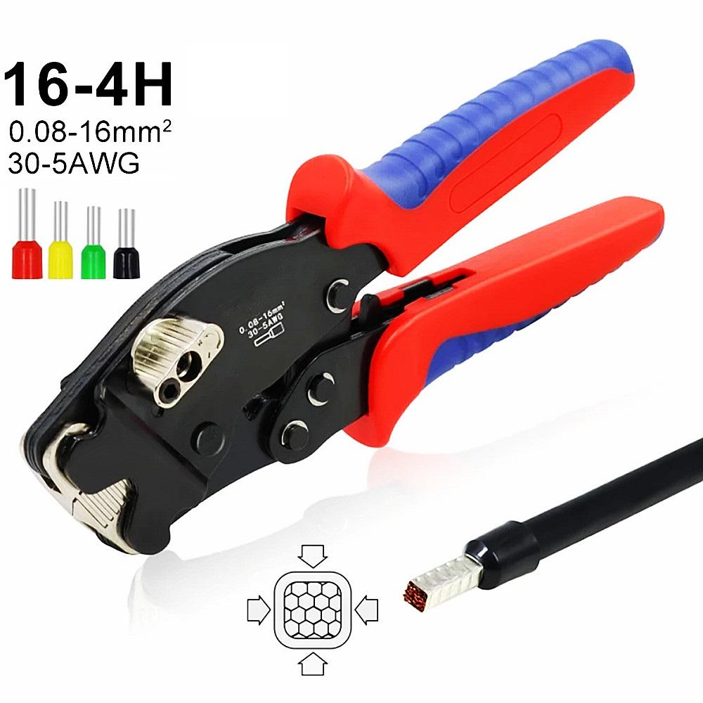 Ferrule Crimping Tool Kit, Hexagonal Ferrule Crimper Self-Adjustable Ratchet Wire Crimper Plier AWG 30-5