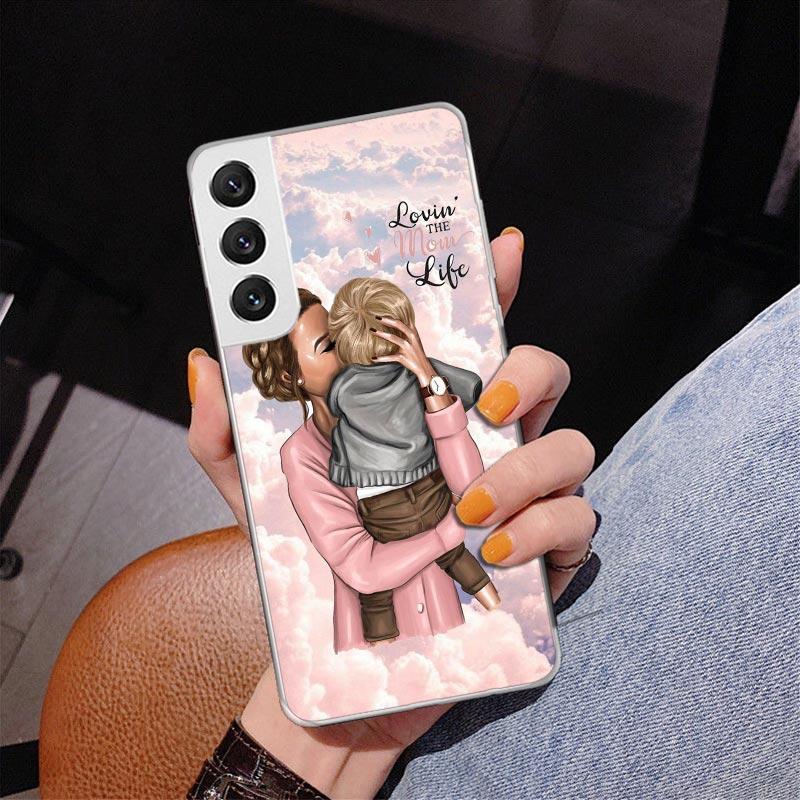Girl Super Baby Mom Pink Phone Case For Samsung Galaxy S24 S25 Edge S26 Ultra S23 S22 S21 Plus S20 FE + Personalized Print Cover