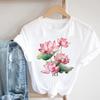 (Asian Size) Short Sleeve T Shirt Lovely Flower Style Trend Fashion Women Casual Tee Top Clothing Print Ladies Female Graphic T-shirts
