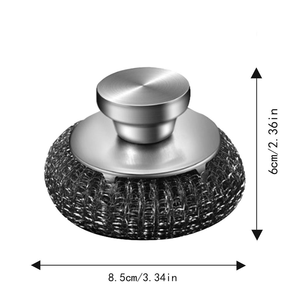 Kitchen Stainless Steel Washing Brush Metal Sponge Scrubber with Handle for Dishes Pots Pans Grills Sink Cleaning Tools